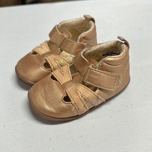 Carter's Other - Carter’s Gold Pink Toddler Ankle Boots with Straps Size 3